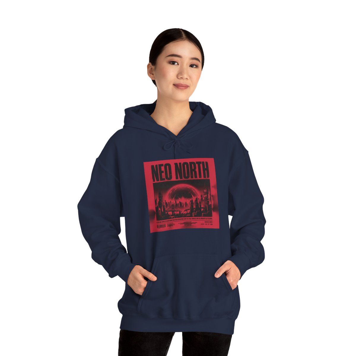 Neo North Hoodie | Retro Cyberpunk Sci-Fi Poster Streetwear