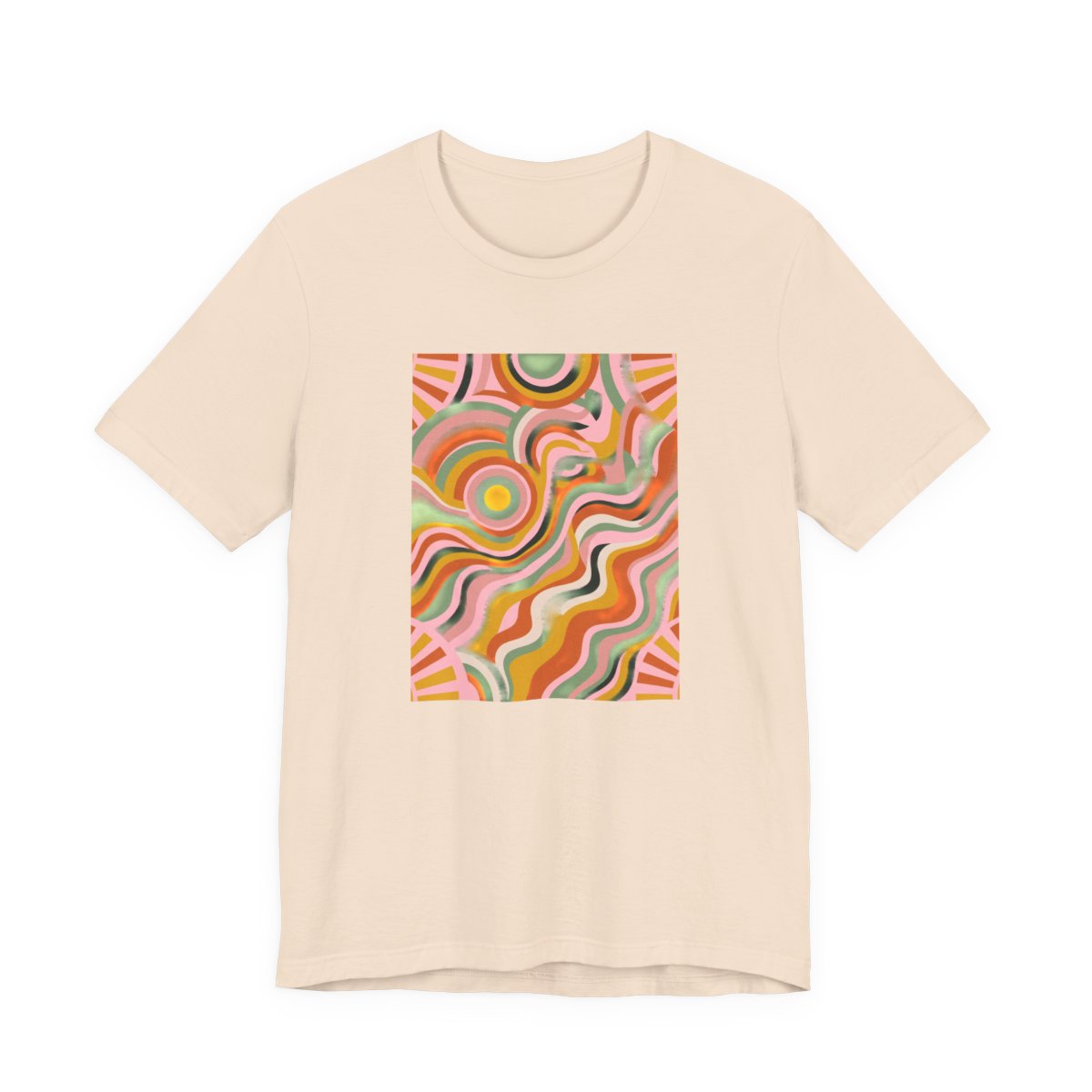 Retro Groovy Sun Tee | 70s Abstract Boho Graphic Shirt