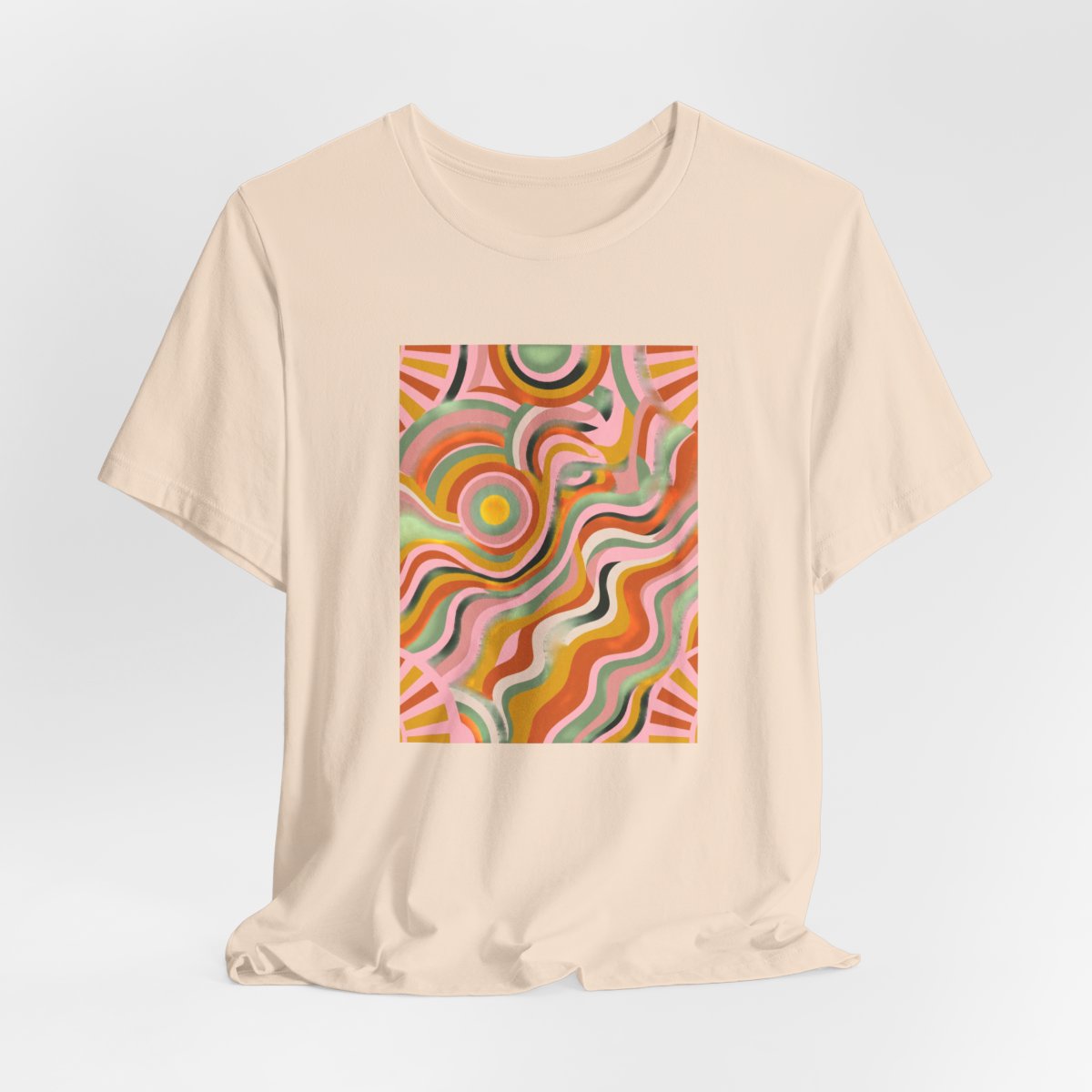 Retro Groovy Sun Tee | 70s Abstract Boho Graphic Shirt