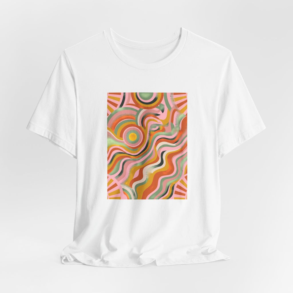 Retro Groovy Sun Tee | 70s Abstract Boho Graphic Shirt