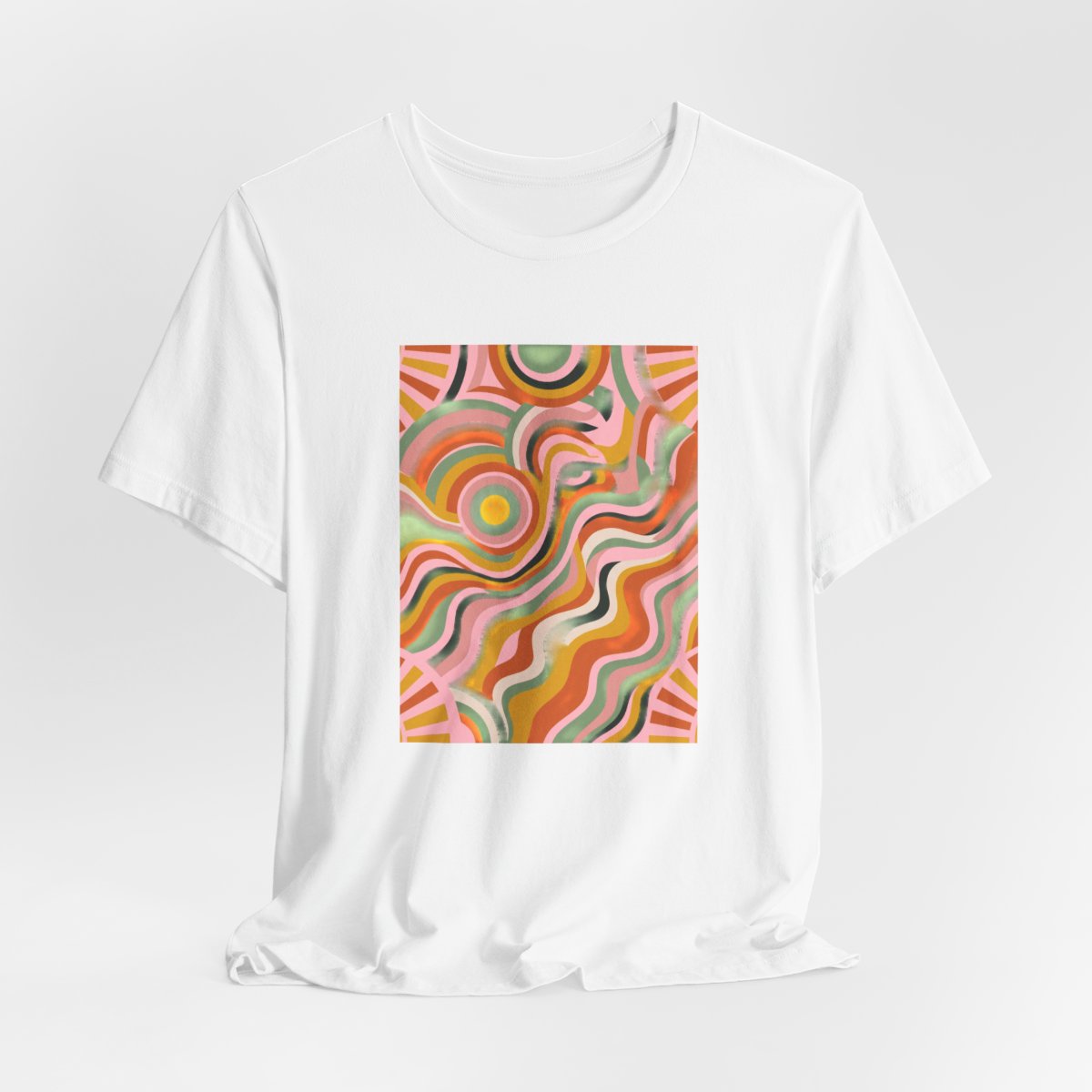 Retro Groovy Sun Tee | 70s Abstract Boho Graphic Shirt