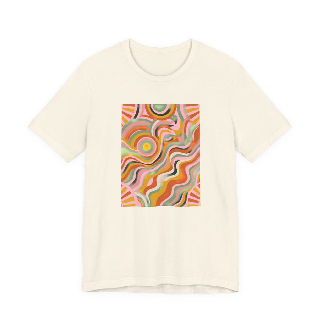 Retro Groovy Sun Tee | 70s Abstract Boho Graphic Shirt