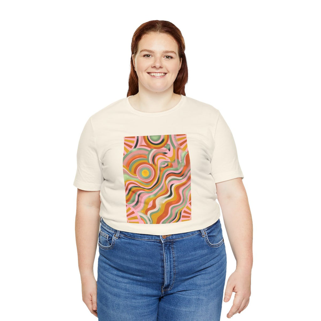 Retro Groovy Sun Tee | 70s Abstract Boho Graphic Shirt