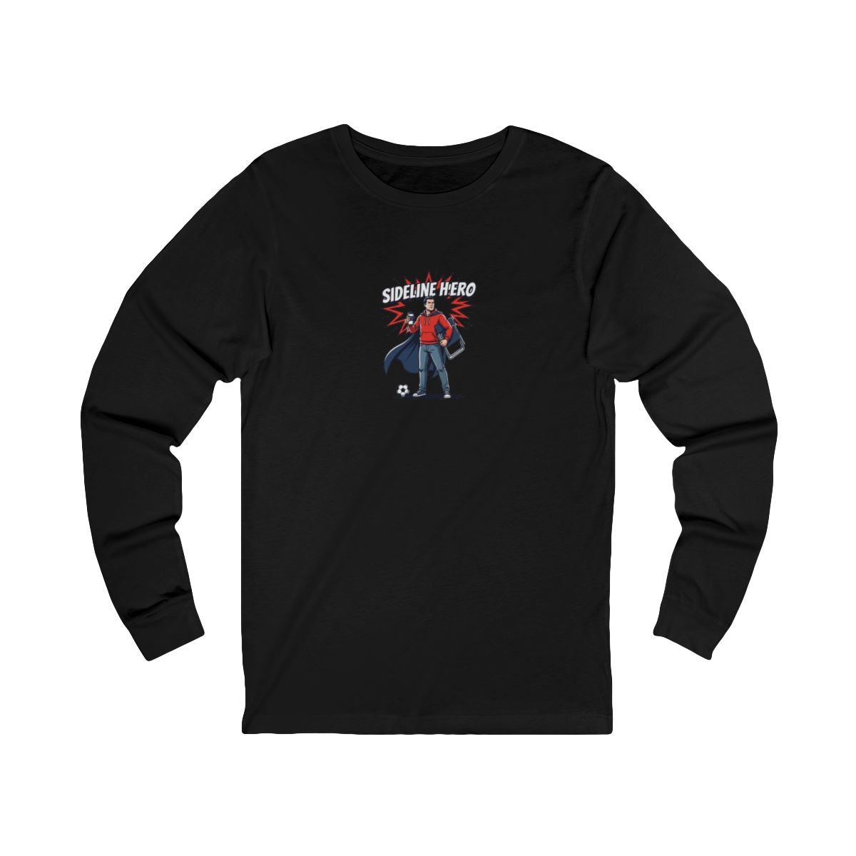 Sideline Hero Long Sleeve Tee | Funny Soccer Parent, Comic Style