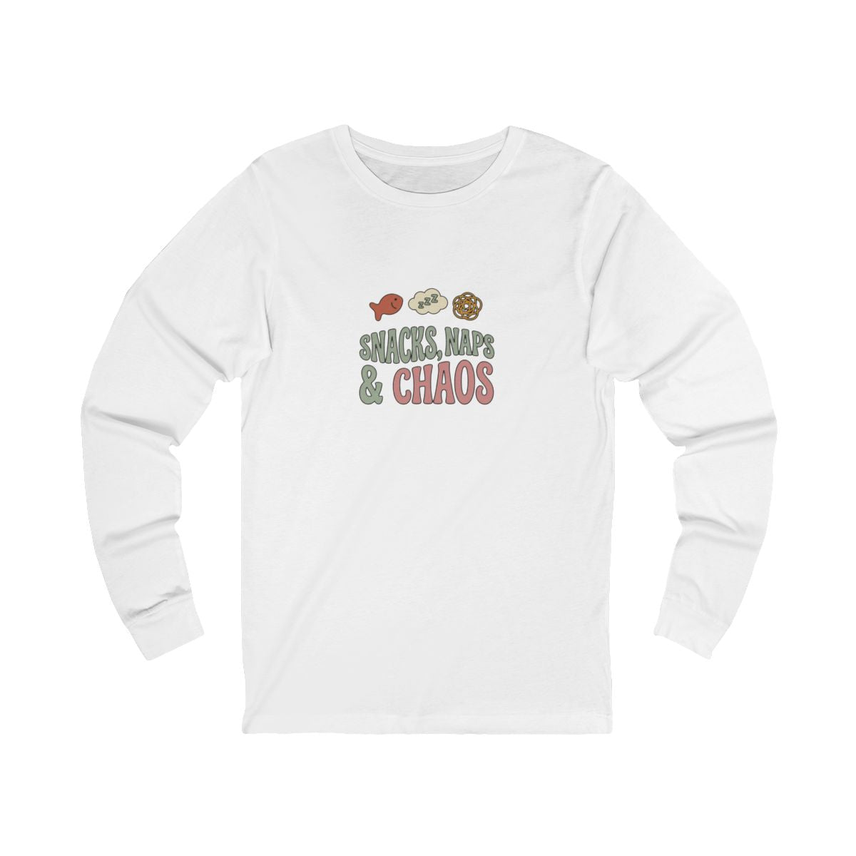 Snacks Naps and Chaos Long Sleeve Tee | Funny Mom Life Shirt