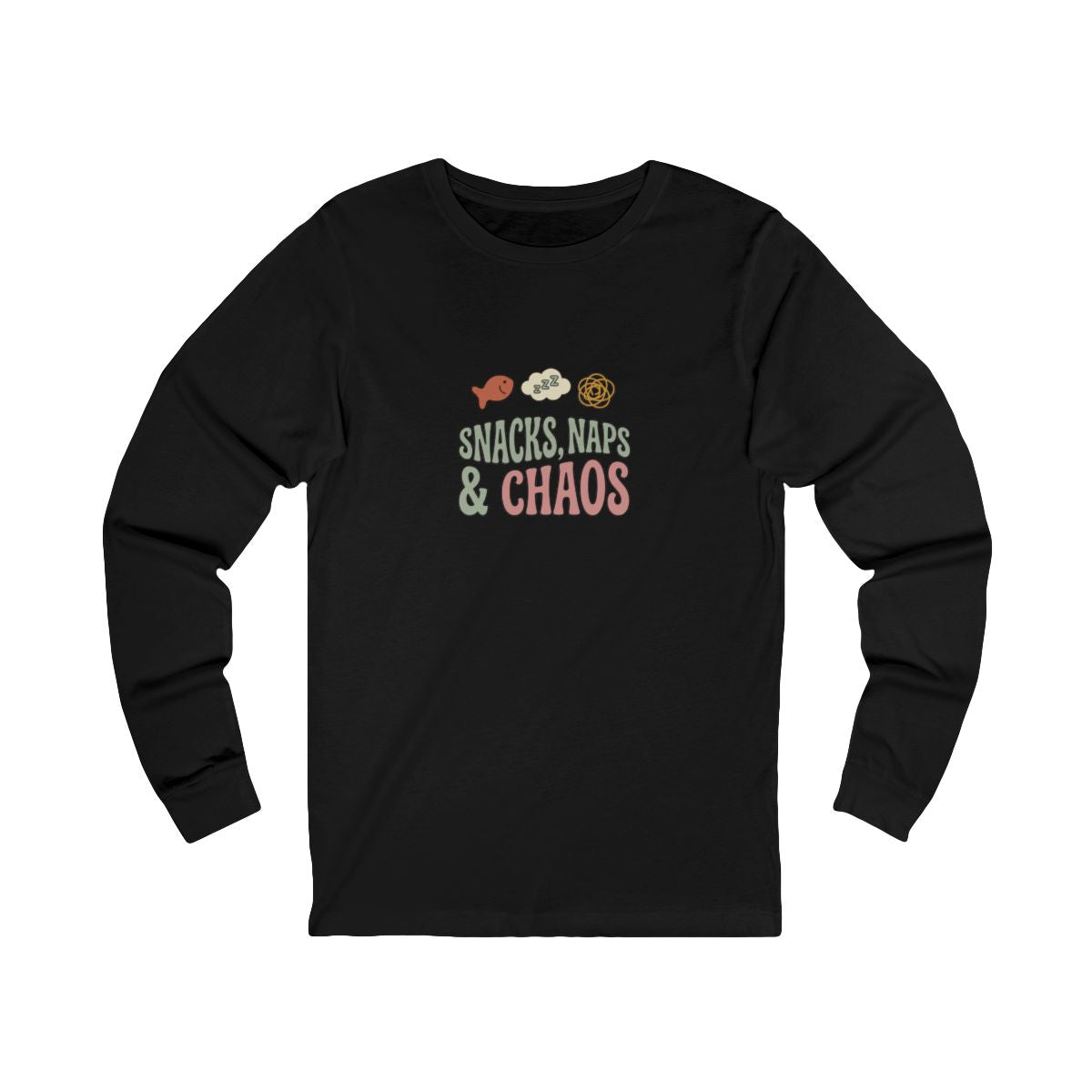 Snacks Naps and Chaos Long Sleeve Tee | Funny Mom Life Shirt