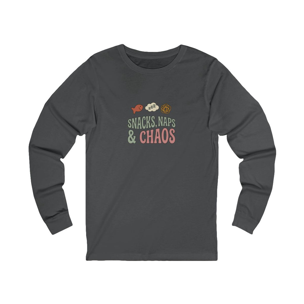 Snacks Naps and Chaos Long Sleeve Tee | Funny Mom Life Shirt