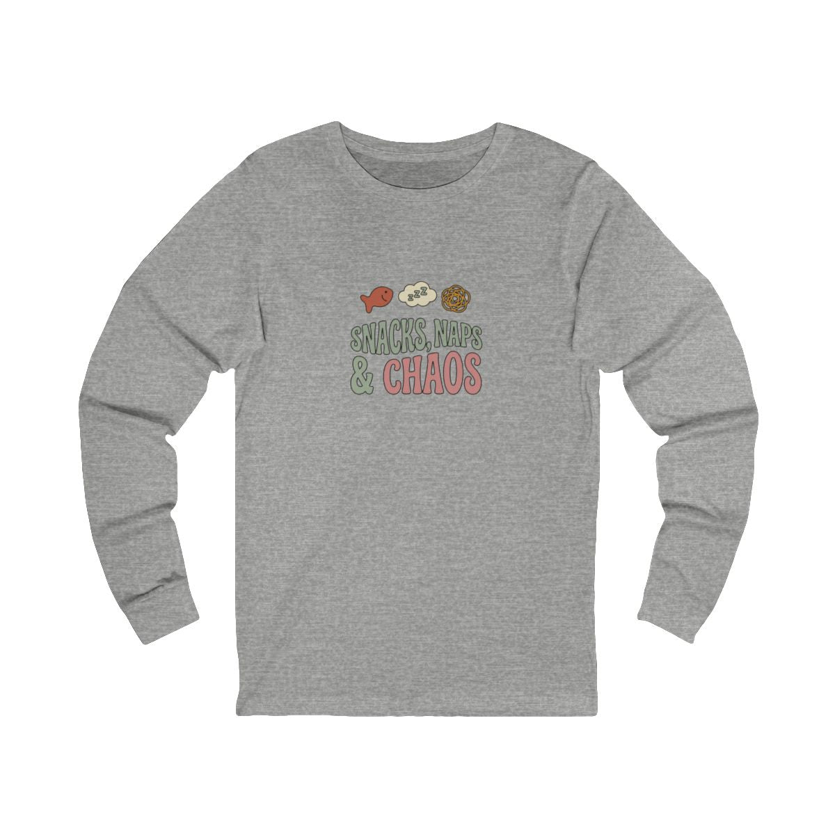Snacks Naps and Chaos Long Sleeve Tee | Funny Mom Life Shirt
