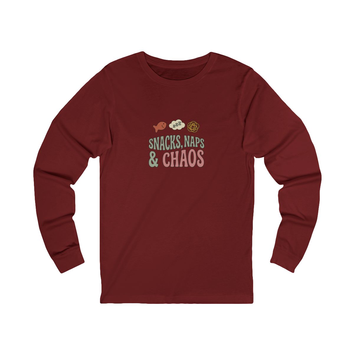 Snacks Naps and Chaos Long Sleeve Tee | Funny Mom Life Shirt