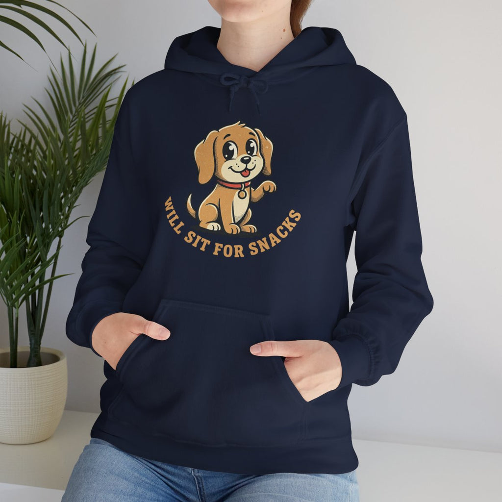 Will Sit For Snacks Hoodie | Funny Dog Lover Graphic