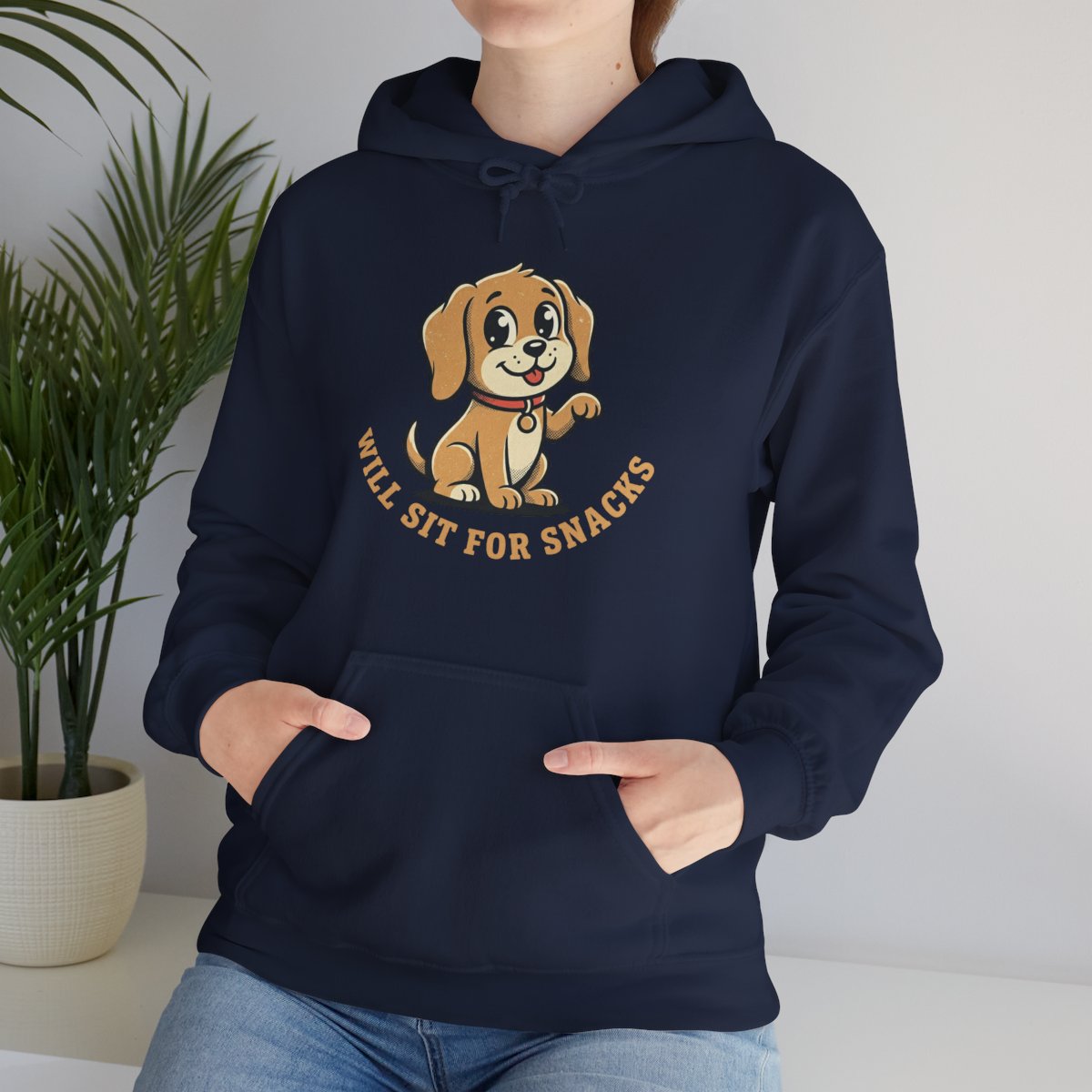 Will Sit For Snacks Hoodie | Funny Dog Lover Graphic