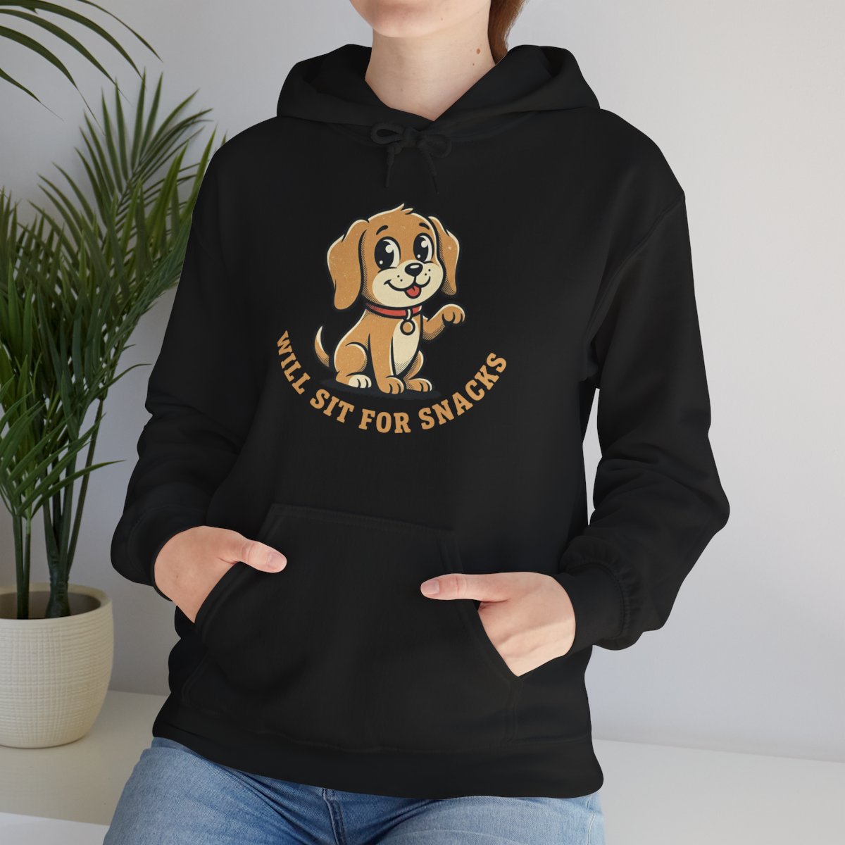 Will Sit For Snacks Hoodie | Funny Dog Lover Graphic