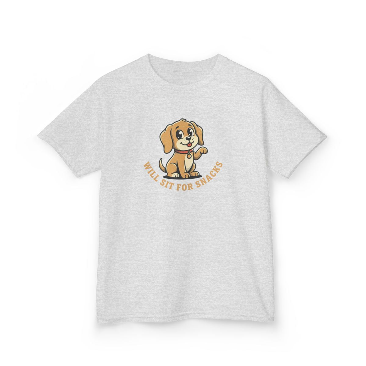 Will Sit For Snacks Kids Tee | Funny Youth Dog Graphic