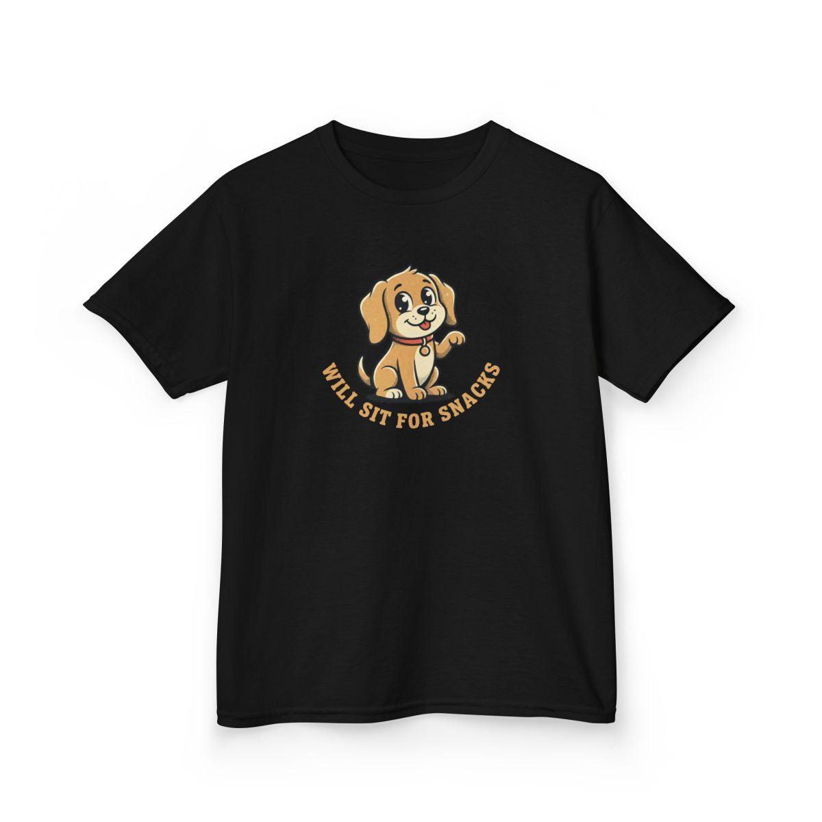 Will Sit For Snacks Kids Tee | Funny Youth Dog Graphic
