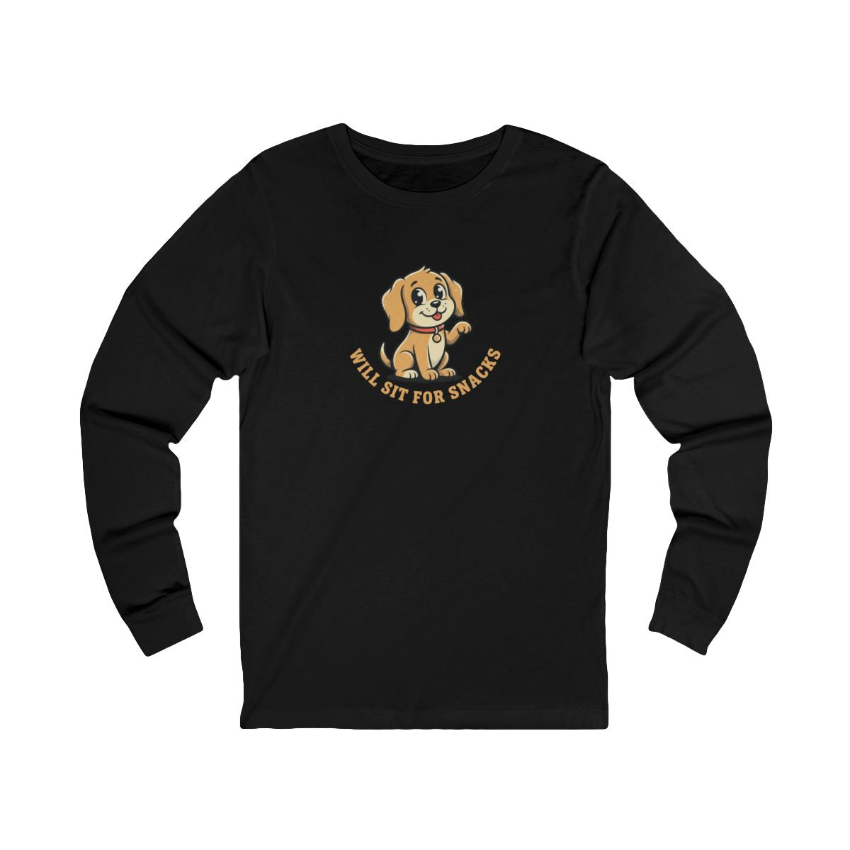 Will Sit For Snacks Long Sleeve Tee | Funny Dog Lover Graphic Shirt