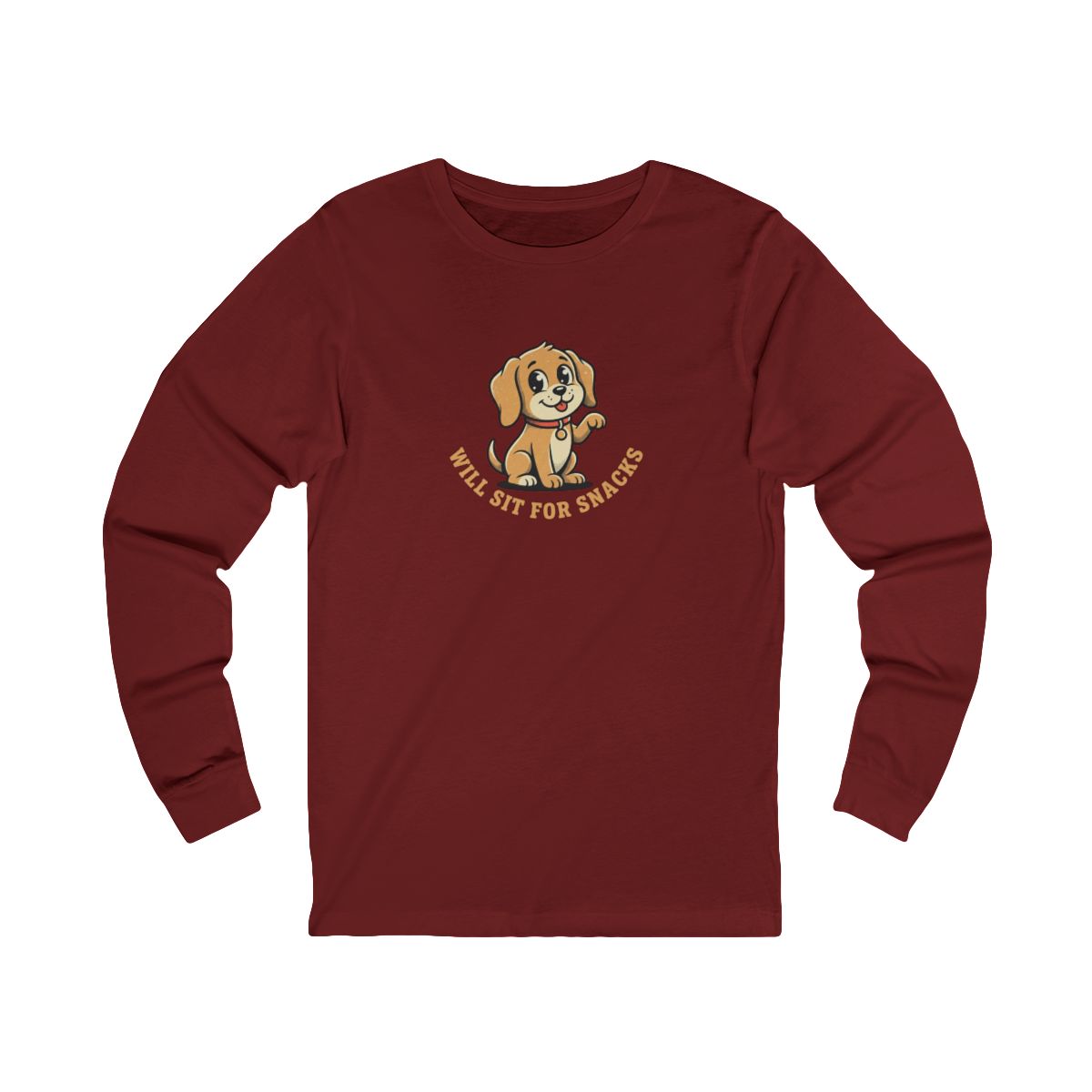 Will Sit For Snacks Long Sleeve Tee | Funny Dog Lover Graphic Shirt