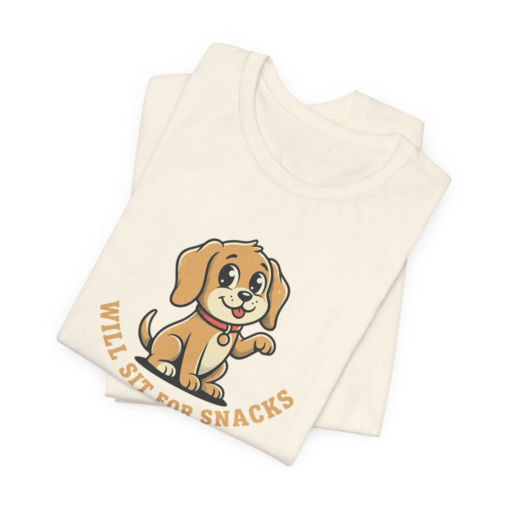 Will Sit For Snacks Tee | Funny Dog Lover Graphic Shirt