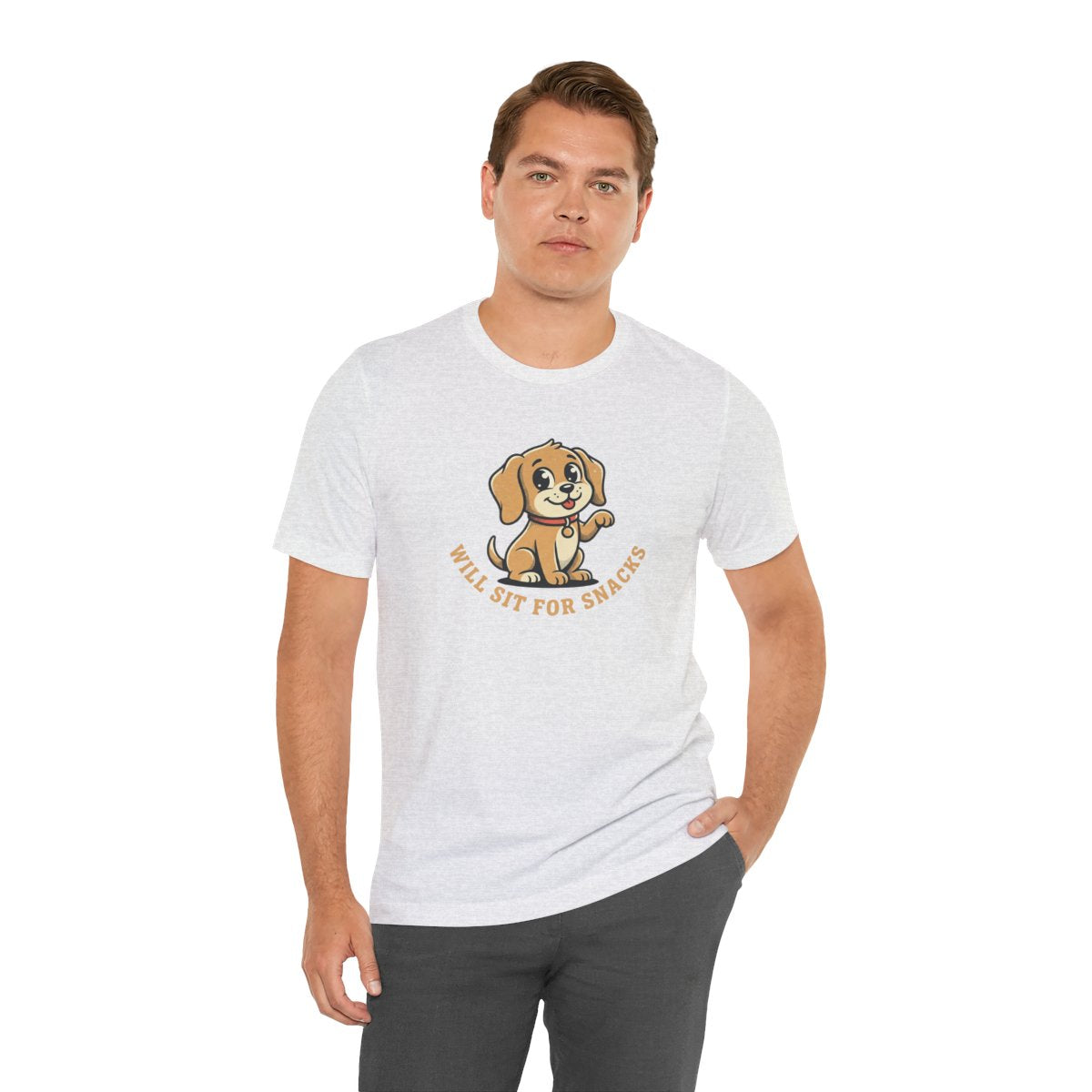 Will Sit For Snacks Tee | Funny Dog Lover Graphic Shirt