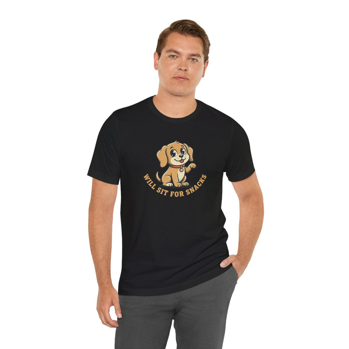 Will Sit For Snacks Tee | Funny Dog Lover Graphic Shirt