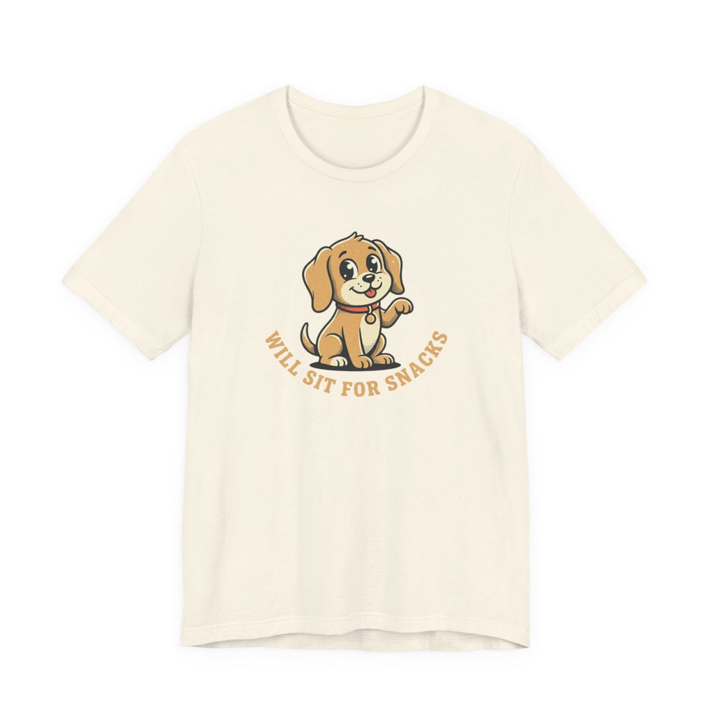 Will Sit For Snacks Tee | Funny Dog Lover Graphic Shirt