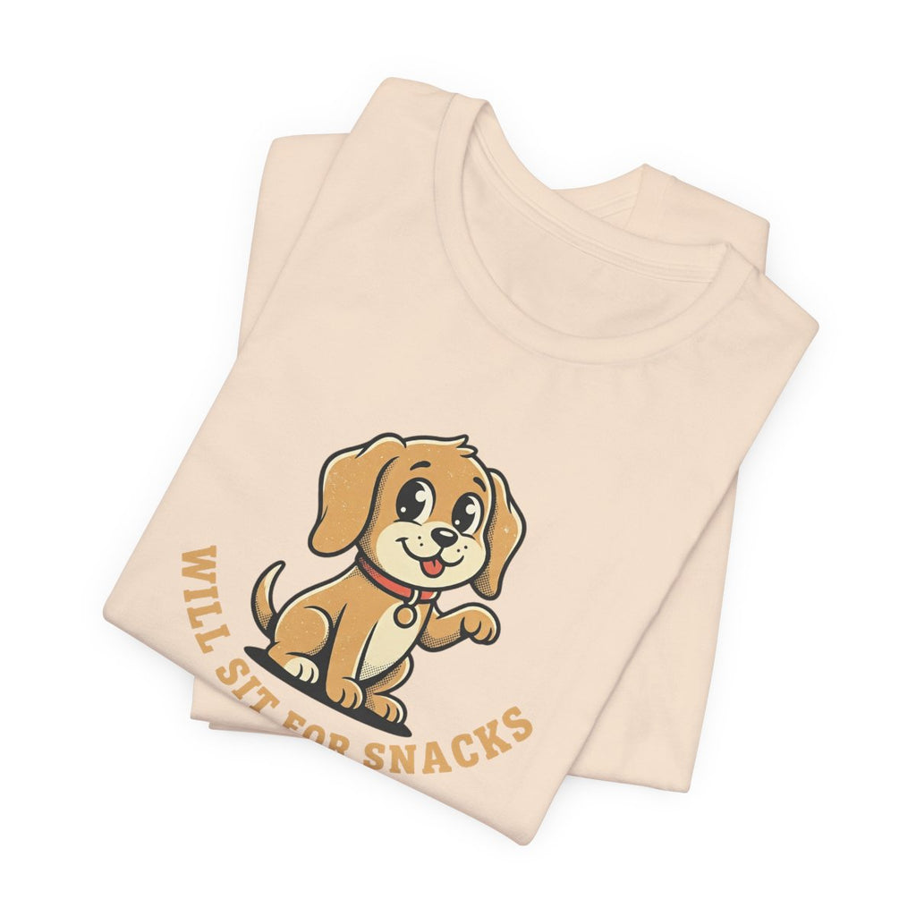 Will Sit For Snacks Tee | Funny Dog Lover Graphic Shirt