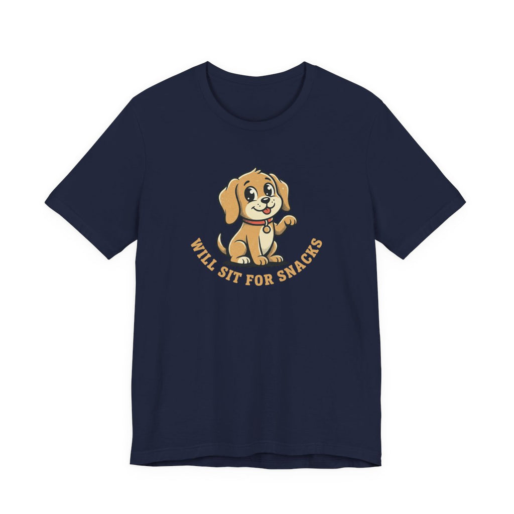 Will Sit For Snacks Tee | Funny Dog Lover Graphic Shirt