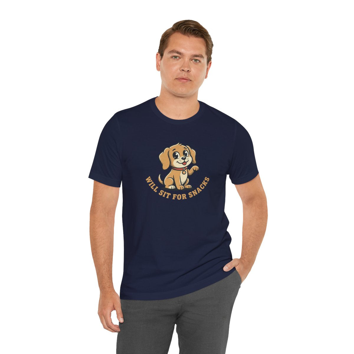 Will Sit For Snacks Tee | Funny Dog Lover Graphic Shirt