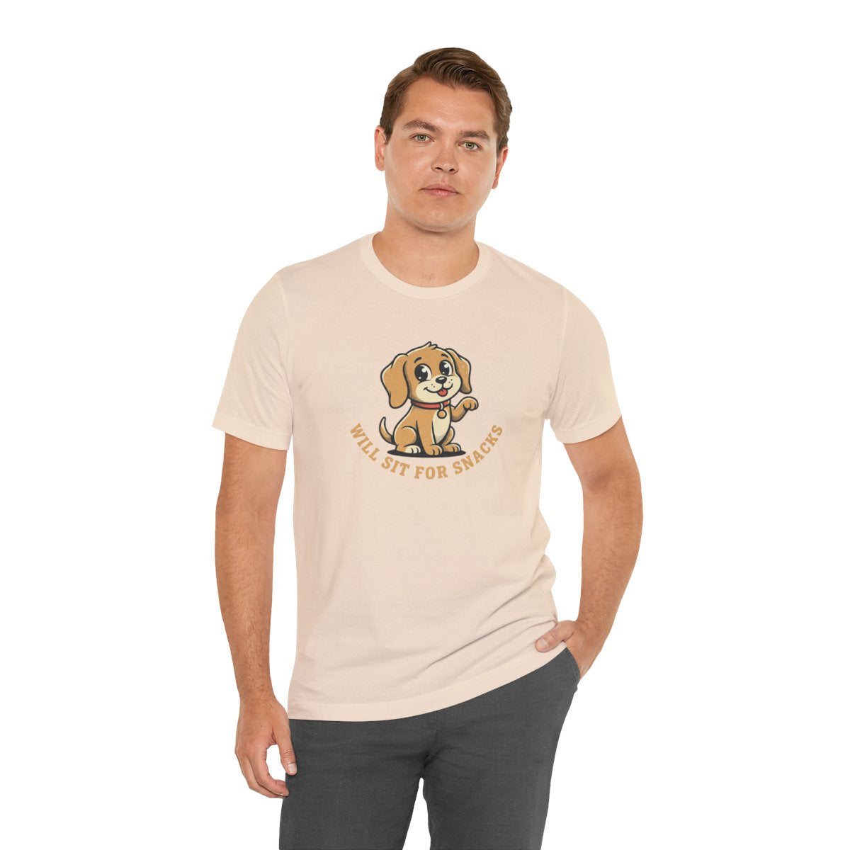 Will Sit For Snacks Tee | Funny Dog Lover Graphic Shirt