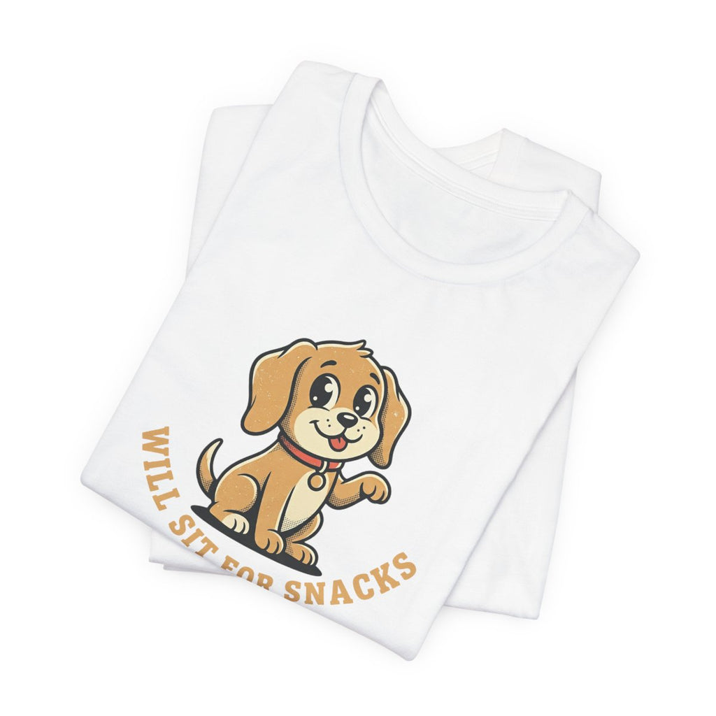 Will Sit For Snacks Tee | Funny Dog Lover Graphic Shirt