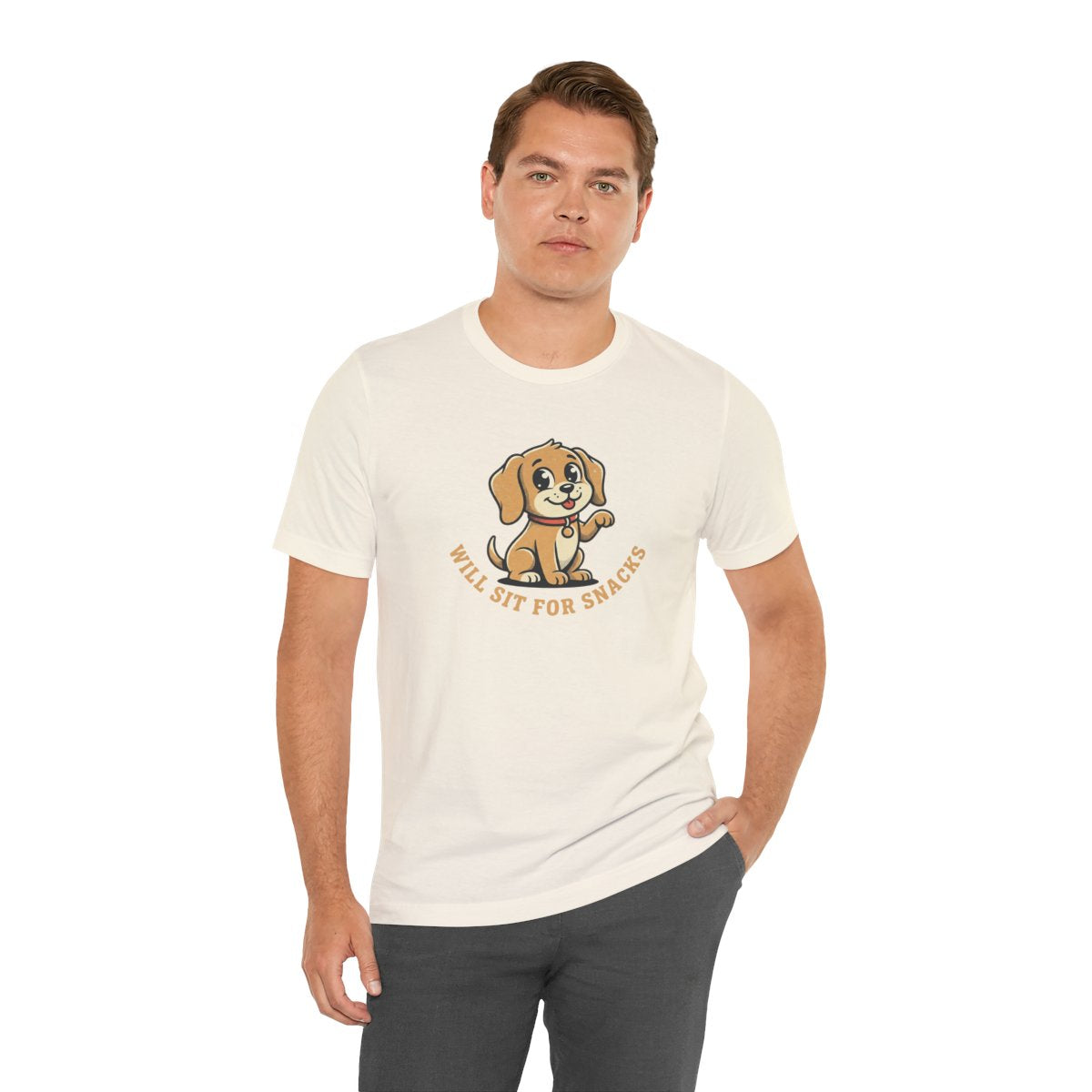 Will Sit For Snacks Tee | Funny Dog Lover Graphic Shirt